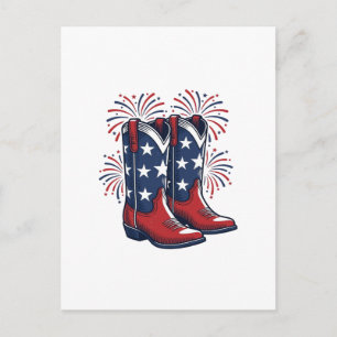 Postal Botas de vaquero patrióticas Diseño de camisa occi