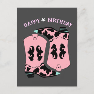 Postal Botas Vaqueras Occidentales Cumpleaños Vaquera