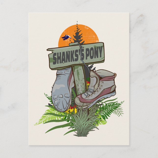 Postal botas viejas de senderismo pony de Shanks (Anverso)