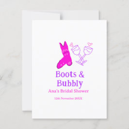 Postal Botas y botella de champán burbujeante despedida d