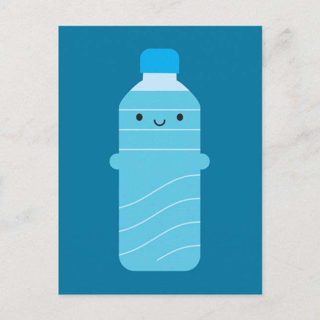 Postal Botella de agua de Kawaii (Anverso)