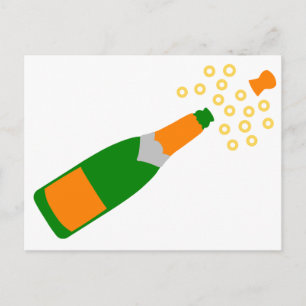 Postal Botella de champán y corcho saltarín