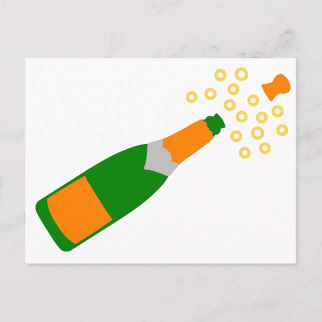 Postal Botella de champán y corcho saltarín (Anverso)