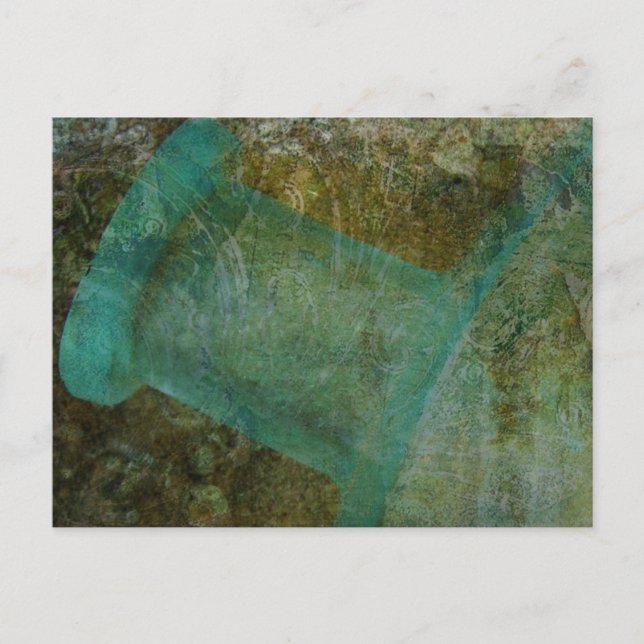 Postal Botella de época Grunge Arte Digital (Anverso)