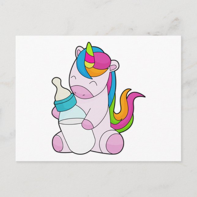 Postal Botella de leche de unicornio (Anverso)