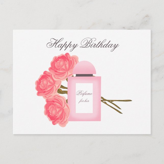 Postal Botella Perfume y Bouquet de Rosas (Anverso)