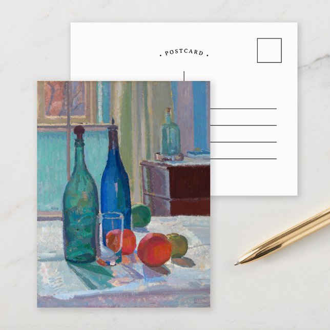 Postal Botellas azules y verdes y naranjas | Spencer Gore (Subido por el creador)