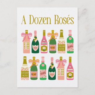Postal Botellas de champán rosado Pop Fizz Clink