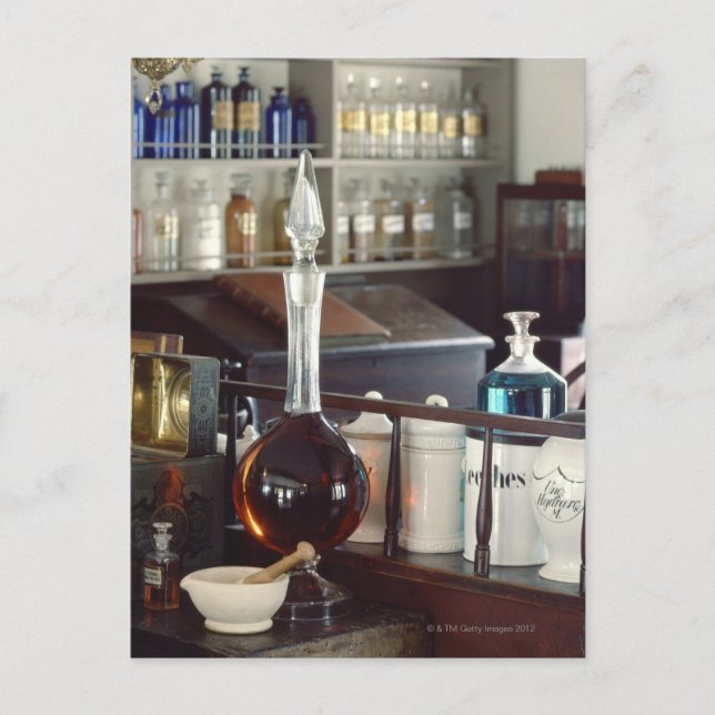 Postal Botellas de farmacia antiguas (Anverso)