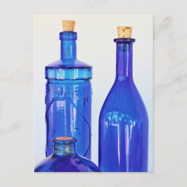 Postal Botellas de Vidrio Azules (Anverso)