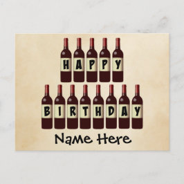 Postal Botellas de vino de cumpleaños felices personaliza