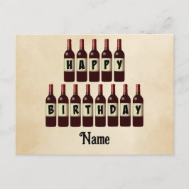Postal Botellas de Vino Tinto Personalizadas de Cumpleaño