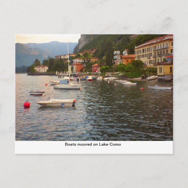 Postal Botes amarrados en el lago Como (Anverso)