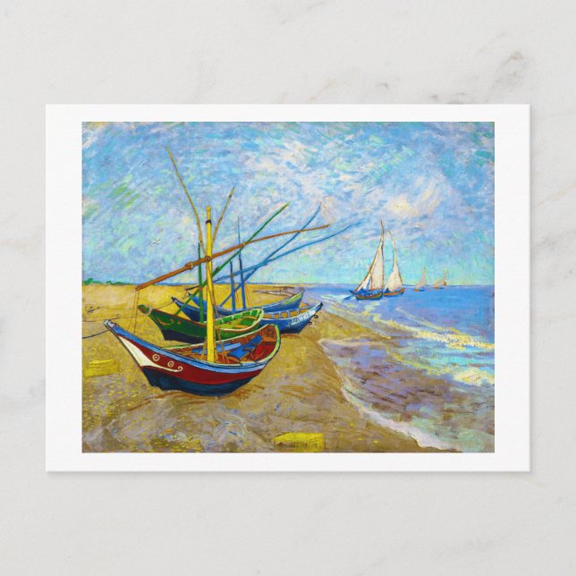 Postal Botes de pesca en la playa de Vincent Van Gogh (Anverso)