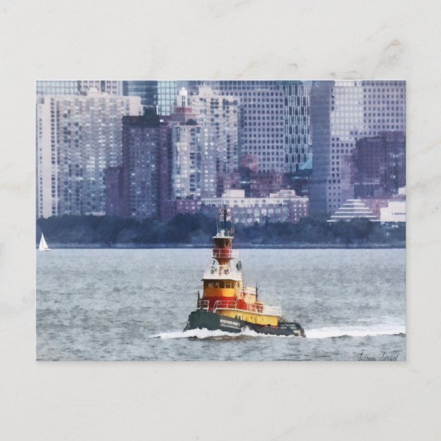 Postal Botes de remolcador por Manhattan Skyline (Anverso)