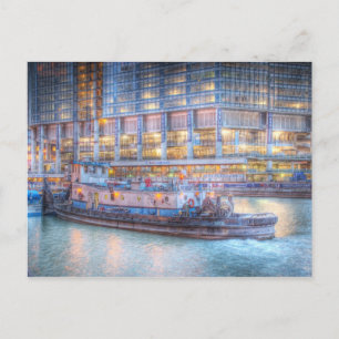 Postal Botes de remolino en el río Chicago