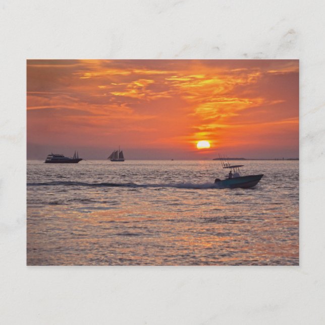 Postal Botes en Key West, Florida, al atardecer (Anverso)