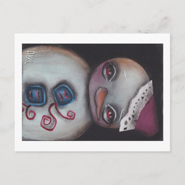 Postal Botón azul Muñeco de nieve (Anverso)