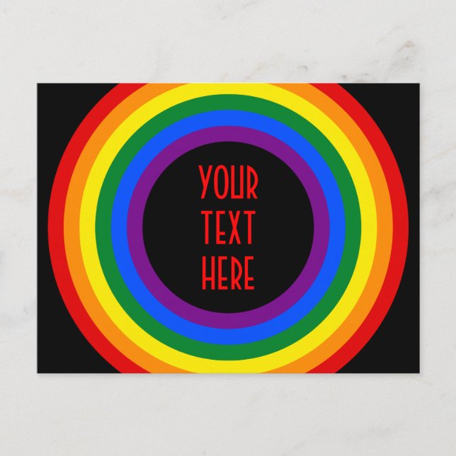 Postal BOTÓN DE MARCA DE RAINBOW + tu signo o texto (Anverso)