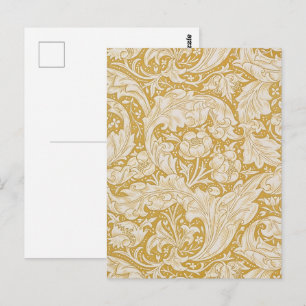 Postal Botón de soltero floral de oro de William Morris
