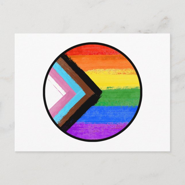Postal Botón Pintado con Franjas Orgullo Progreso (Anverso)