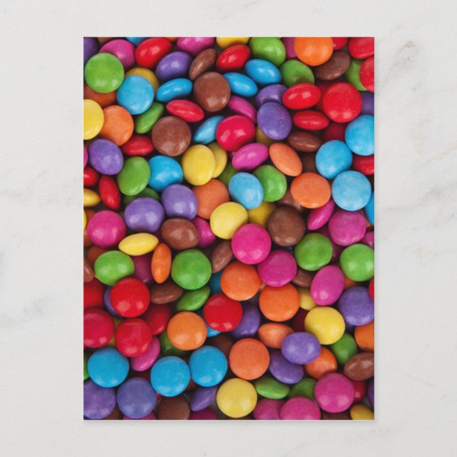 Postal botones de chocolate multicolor fresco (Anverso)