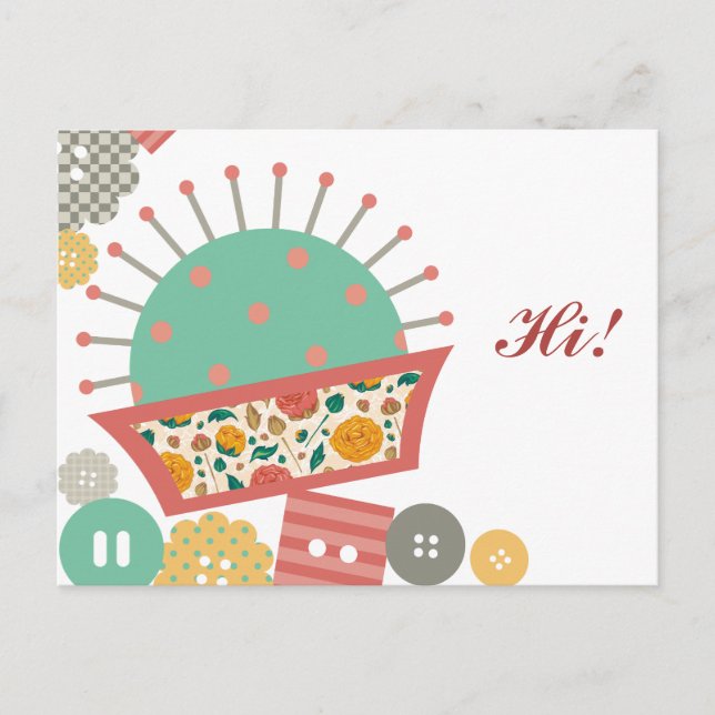 Postal botones de costura costura costura costurera de pe (Anverso)