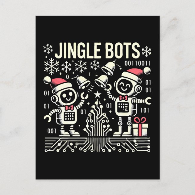 Postal Bots Jingle Festividades con Santa Hats (Anverso)