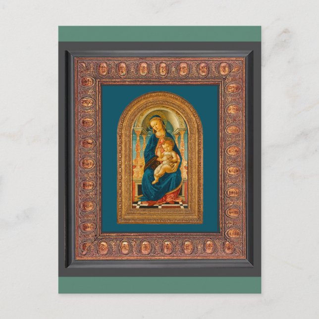 Postal Botticelli (1445-1510) Madonna y Child Enthroned (Anverso)