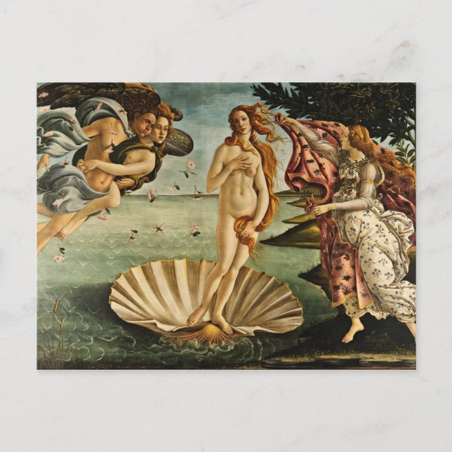 Postal Botticelli - El nacimiento de Venus (Anverso)