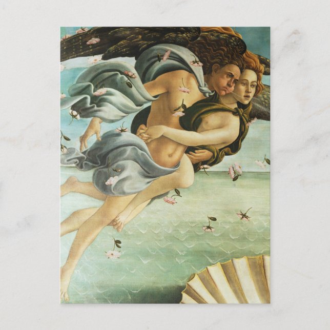 Postal Botticelli "El nacimiento de Venus - Céfiro y Clor (Anverso)