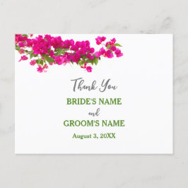 Postal Bougainvillea tropical verde fucsia bokeh gracias