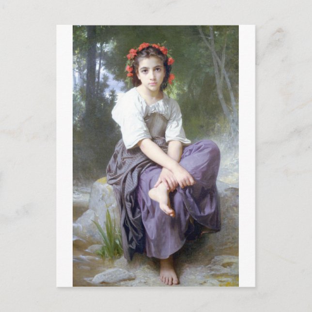 Postal Bouguereau - Au Bord du Ruisseau (Anverso)