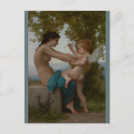Postal Bouguereau Joven Chica defendiendo a Eros