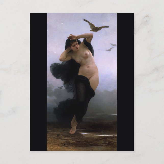 Postal Bouguereau La Nuit (Anverso)