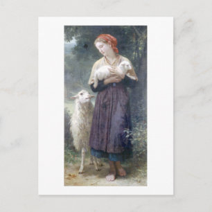 Postal Bouguereau - L'Agneau Nouveau-ne