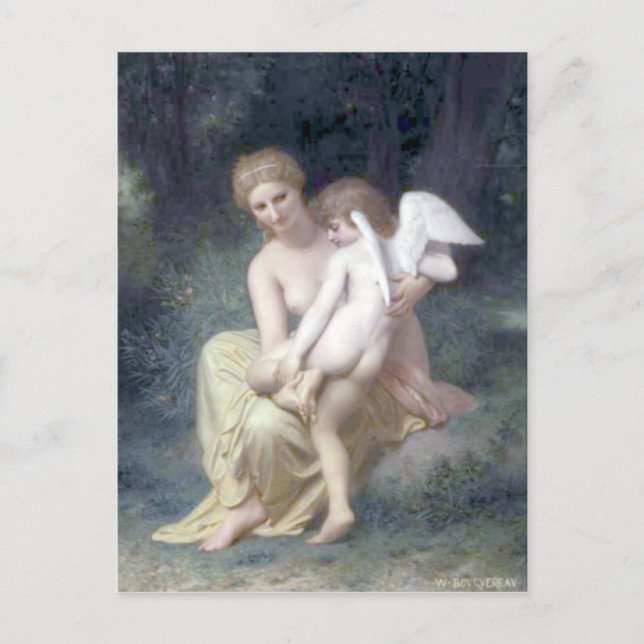 Postal Bouguereau - L'Amour Blessé (Anverso)
