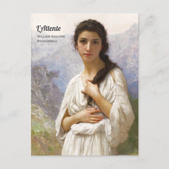 Postal Bouguereau L'Attente 1901 Mujer hermosa CC1207 (Anverso)