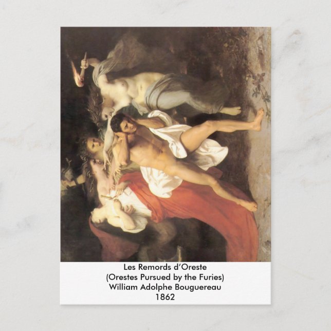 Postal Bouguereau - Les Remords d'Oreste (Anverso)