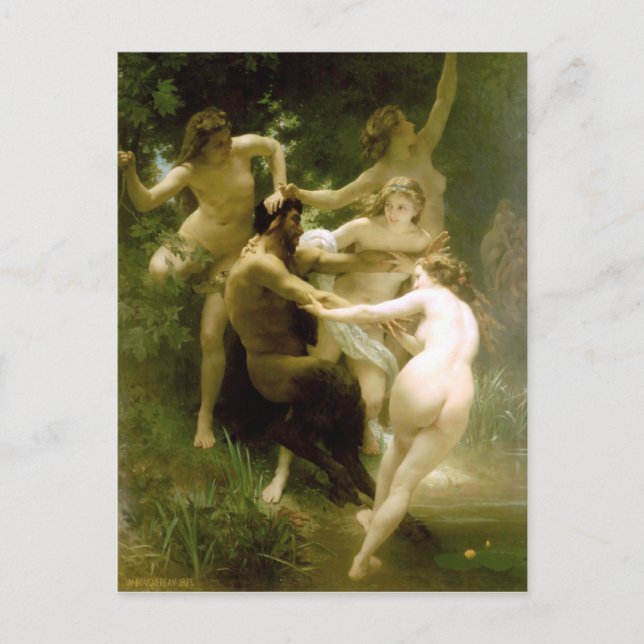 Postal Bouguereau - Nymphes et Satyre (Anverso)