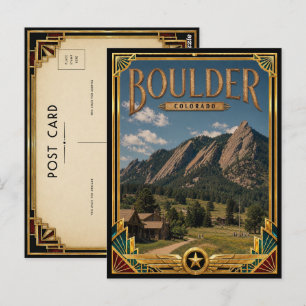 Postal Boulder Colorado Arte Deco Vintage Edad Dorada