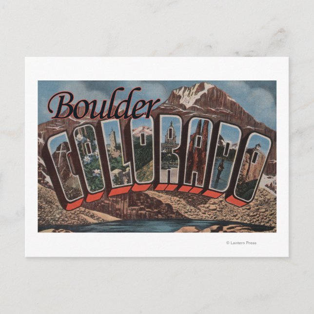 Postal Boulder, Colorado - Escenas de letras grandes (Anverso)