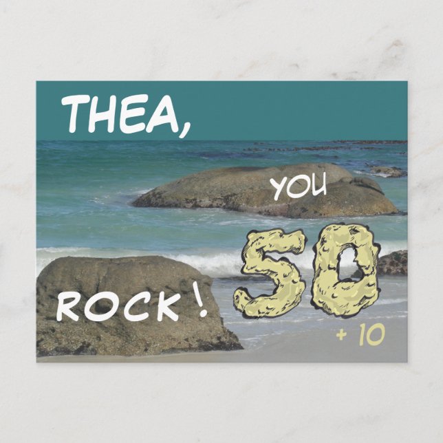 Postal Boulders Beach - 60 Cumpleaños, eres una Roca - Ta (Anverso)