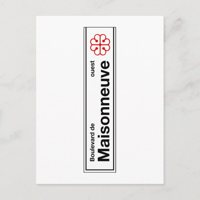 Postal Boulevard de Maisonneuve, Rótulo Callejero de Mont (Anverso)