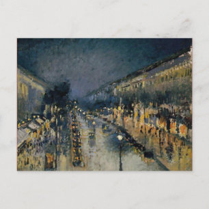 Postal Boulevarde Montmartre de noche ~ Camille Pissarro