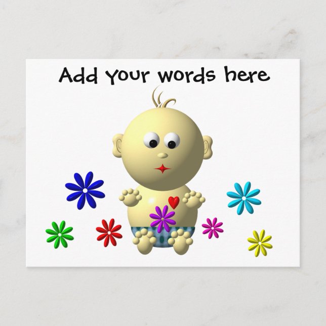 POSTAL BOUNCING BABY BOY BOY CON 7 FLORES (Anverso)