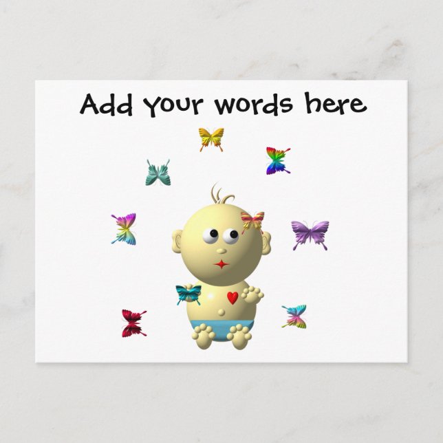 POSTAL BOUNCING BABY BOY BOY CON 9 BUTTERFLIES (Anverso)