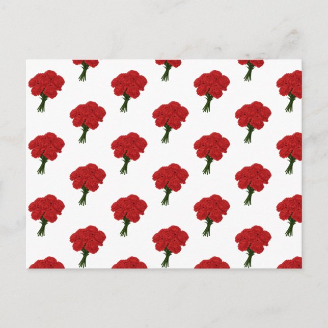 Postal Bouquet de Carnaciones Rojas - Elegante arte román (Anverso)