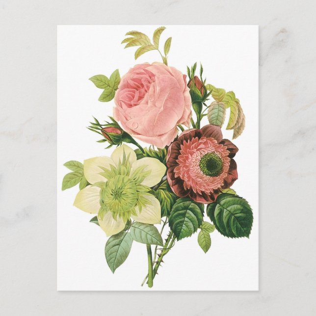 Postal Bouquet de color rosa (Anverso)