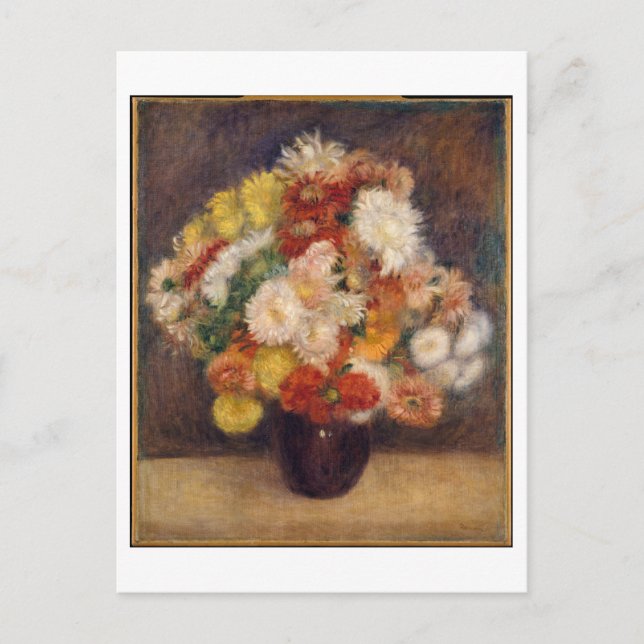 Postal Bouquet de crisantemos por Renoir Painting (Anverso)